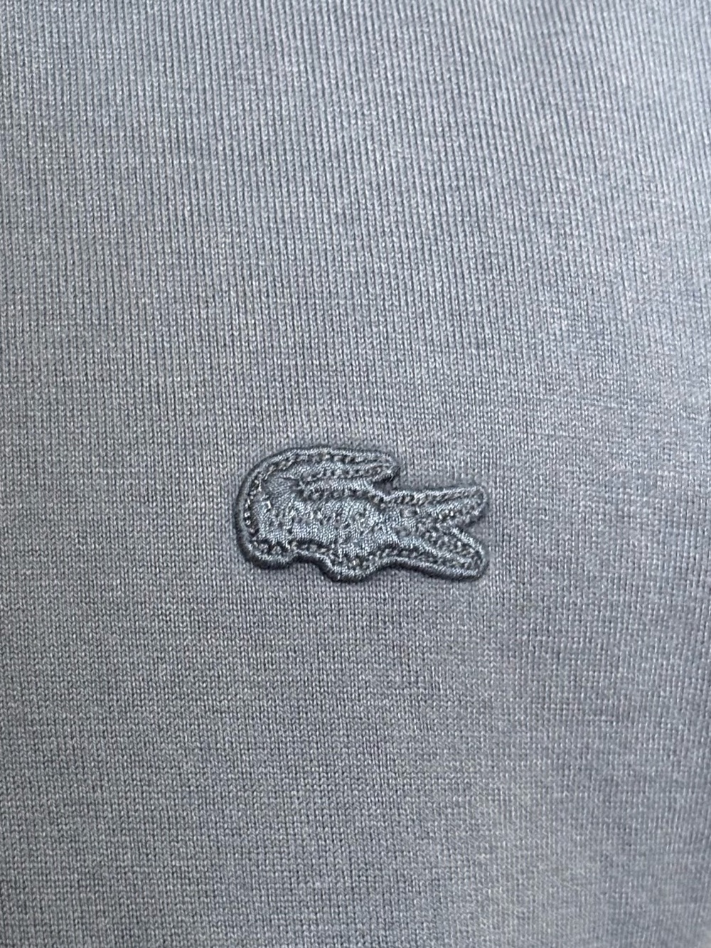 Lacoste Men's Grey Crewneck Sweater with Crocodile Patch